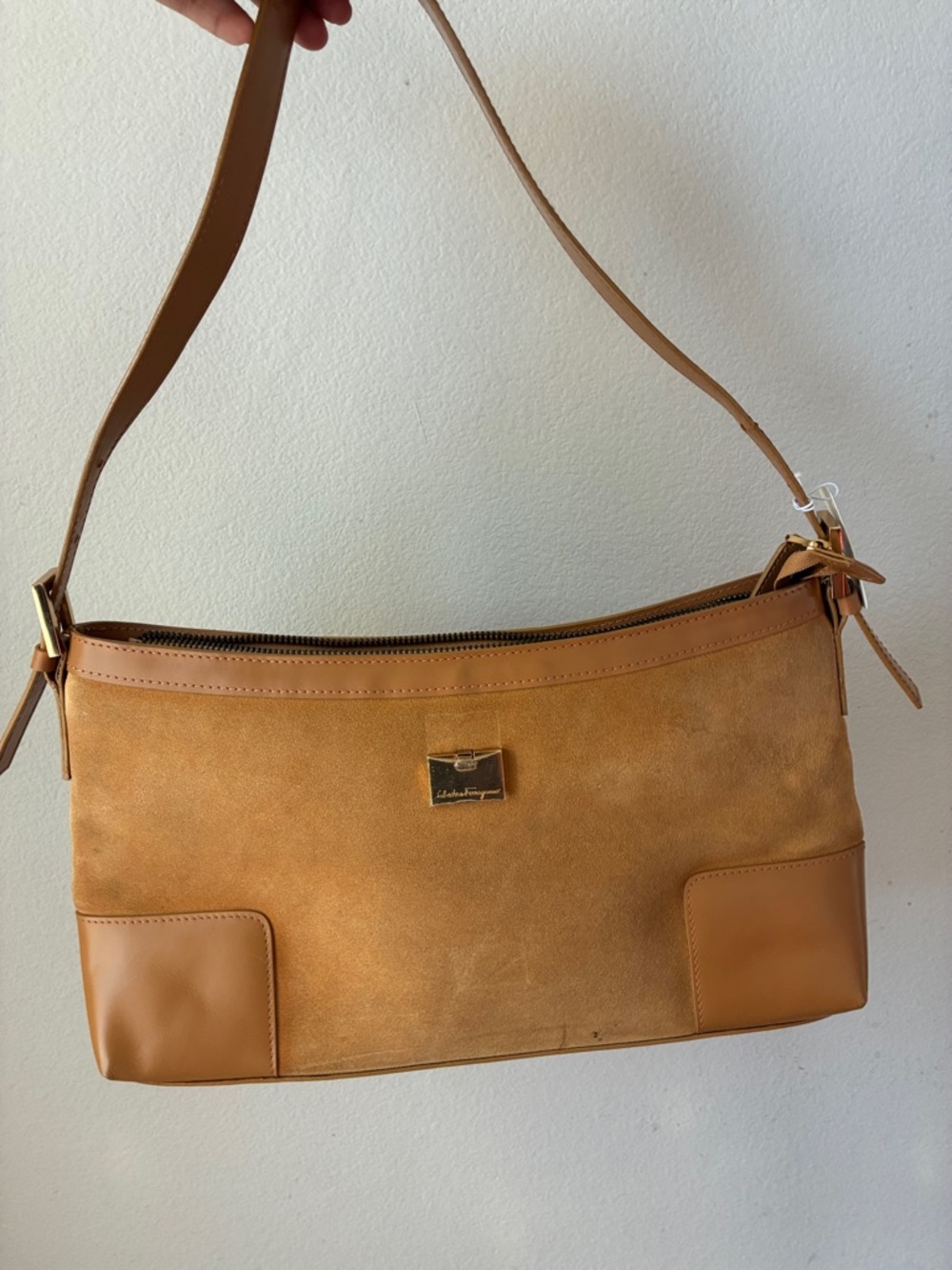 Salvatore Ferragamo Suede Leather Handbag Shoulder Bag Authentic - Picture 11 of 11
